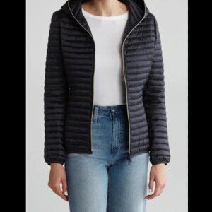SAVE THE DUCK Alexa Water Resistant Hooded Puffer Jacket in Black Small (1)